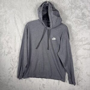 Nike Hoodie Mens Medium Gray Sportswear Club‎ Fleece Pullover Sweatshirt Logo